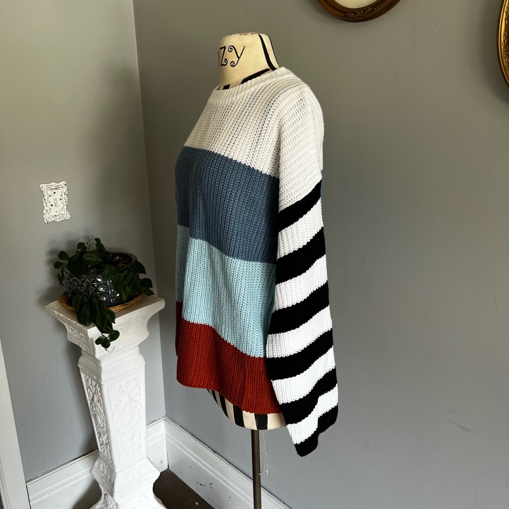 Adele B Color Block Sweater With Striped Sleeves … - image 2